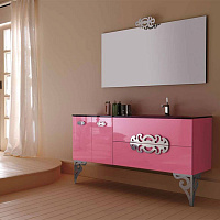 Eurolegno Glamour, Комплект мебели с раковиной стеклянной цвета Rosa и зеркалом, 150см, Цвет: rosa lucido