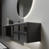 ANTONIO LUPI BEMADE Тумба под раковину 900х470х500 мм., 1 ящик, внутр подсветка, боковины Skin Cenere, рама черный матов, фронт стекло Argentato fumé 