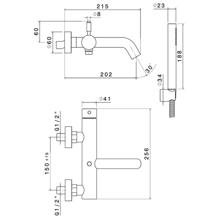 Newform X-Steel 316 Смеситель для ванны с ручным душем, кроншт., шланг: 150 см, цвет: PVD Br. copper bronze (снято с пр-ва, нов. арт. 69641CX.59.067) 