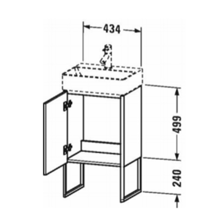 Duravit DuraSquare Рукомойник 450 мм, без перелива, с площадкой, с 1 отв. под смеситель, на столешницу,с креплением,Цвет белый 