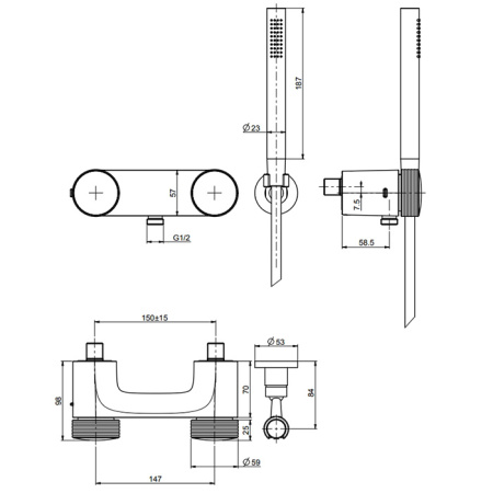 Fima Carlo Frattini Colonne doccia Душевая стойка, верхний душ 25см., с термостатическим смесителем, держателем и ручным душем, цвет: хром 