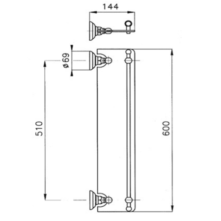 Nicolazzi Impero Полочка стеклянная 60 см, цвет: хром 