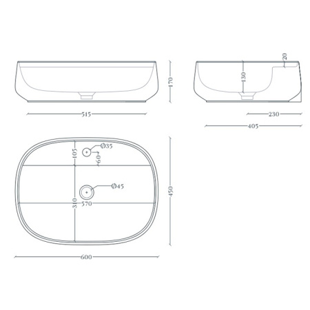 Artceram WHISKY 60 Раковина накладная 60х45 см, с 1 отв под смеситель, цвет белый + покр SANIGLAZE 