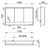 Keuco ROYAL LUMOS Зеркальный шкаф 1200x735x165мм 3-дверный-двустор. зеркало, IP 24 c плавным закр., корпус: алюминий анодированный 