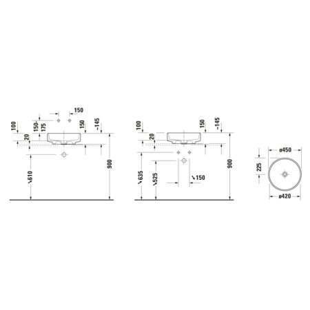 Duravit Balcoon Раковина накладная круглая 450 мм, DuraShield защита от микробов и грязи, без перелива, вкл.д/к с керамикой, белая матовая (Спеццена) 