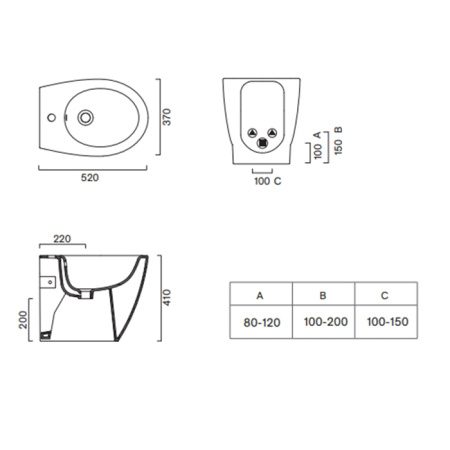 Catalano Italy Биде напольное 52x37, с 1 отв. под смеситель, покрытие Cataglaze+, без крепежа, цвет белый глянцевый 