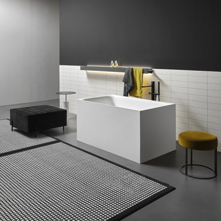 ANTONIO LUPI CUBA Ванна 1250х750х700 мм., сидячая, отдельностоящая, скрытый автоматический перелив, сифон, донный клапан, Flumood, цвет белый матовый 