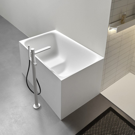 ANTONIO LUPI CUBA Ванна 1250х750х700 мм., сидячая, отдельностоящая, скрытый автоматический перелив, сифон, донный клапан, Flumood, цвет белый матовый 