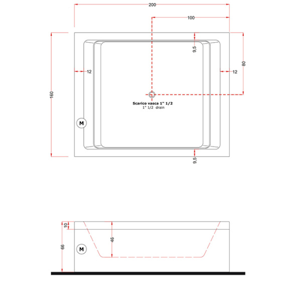 Gruppo Treesse Dream 200 Ванна 200x160xh66 см. гидром. с циф.сист.и сист. дезинф. и пульт дистанц. упр.сливная колонка, 