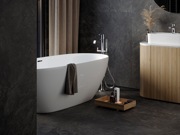 Гранит керамический K-2212/SR КРАТЕР Dark Grey 60x120х1 см 