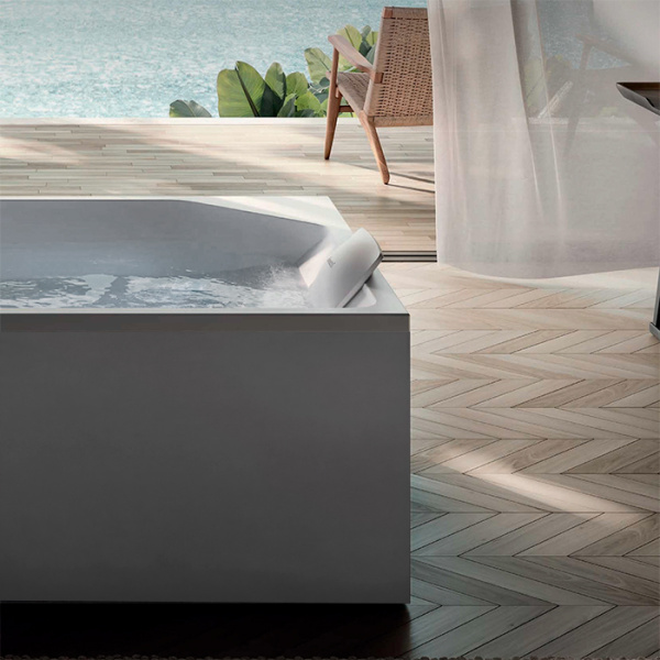 Jacuzzi Onira Ванна без гидромассажа 190*120*60см, в к-те 2 белые подушки, клик-клак, с отв. под смеситель LISA, без панелей, цвет белый глянцевый 