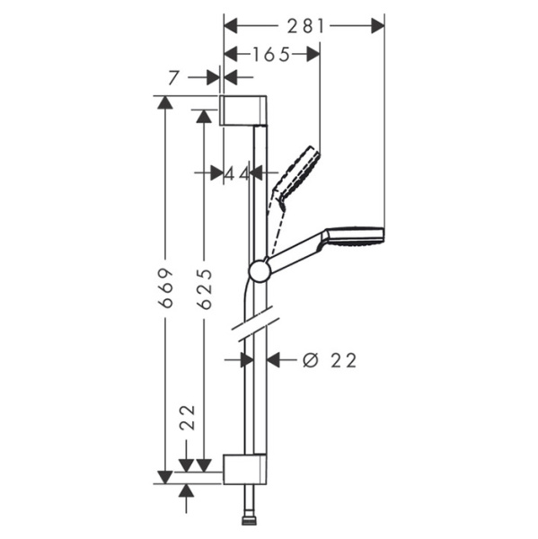 HG Crometta Vario Unica Душевой набор: штанга 650mm, ручной душ, 1jet (Rain), шланг, цвет: белый/хром 