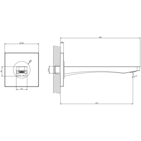 GESSI Rilievo Настенный излив на 1/2”, комбинируемый с удаленным управлением (не входит в комплект)., цвет: хром 