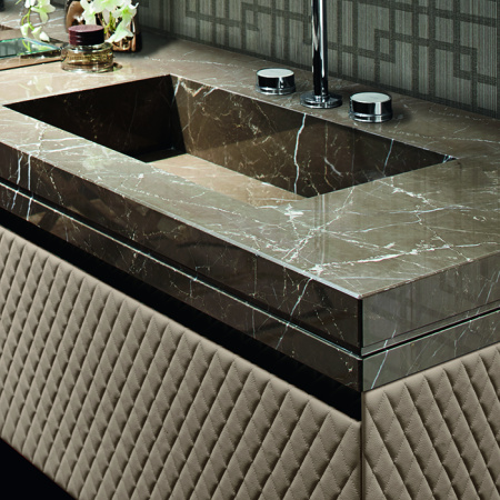 VITAGE milldue edition Four seasons Столешница 216х56хh9.5см c 2-мя интегрированными раковинами PLANS c3отв., мрамор, цвет: bronzo amani-B58 