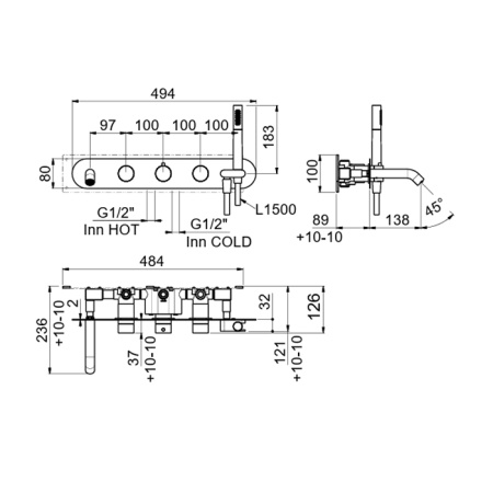 Carimali ILTONDO Наружняя часть для скрытого термостатического смесителя для ванны,цвет хром 