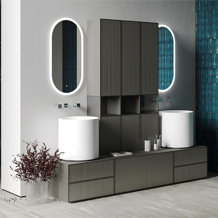 SALINI Зеркало для ванны ARMONIA  450×900х25мм., фоновая и фронтальная подсветка 3в1 , сенсор движения включения подсветки , крепления, без подогрева 