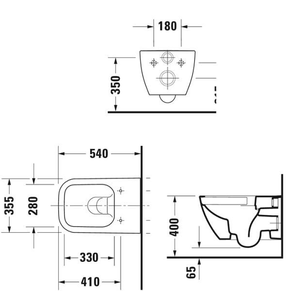 DURAVIT Happy D.2  Унитаз подвесной  безободковый 540х365 мм,   с креплением, цвет белый (Спец.цена из наличия) 