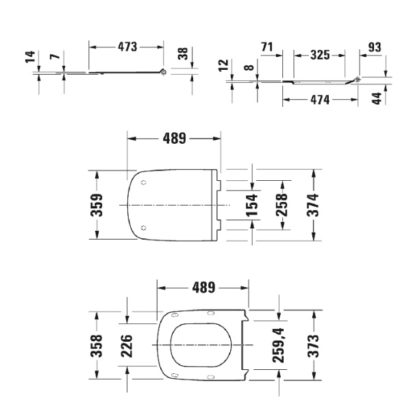 Duravit DuraStyle Сиденье для удлиненного унитаза (253709, 254209) цвет белый, петли нерж сталь. с микролифтом (Спец.цена из наличия) 