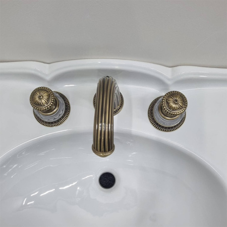 Devon Excelsior Swan Смеситель для раковины на 3 отверстия, донный клапан, цвет: античная латунь 