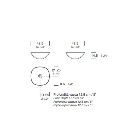 MILLDUE  Раковина  DEN Q42 накладная из керамики ,42,5х42,5х14,5 см, без отв для смесителя, цвет белый глянцевый 
