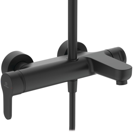 Ideal Standard Cerafine O Душевая система для ванны, ручным душем и шлангом, без термостата, руч.душ: 1 режим, верх. душ: 200 мм, цвет: чёрный матовый 