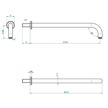 THG NIHAL PORCELAINE IVOIRE Держатель верхнего душа 450 мм., настенный монтаж, цвет Soft gold 
