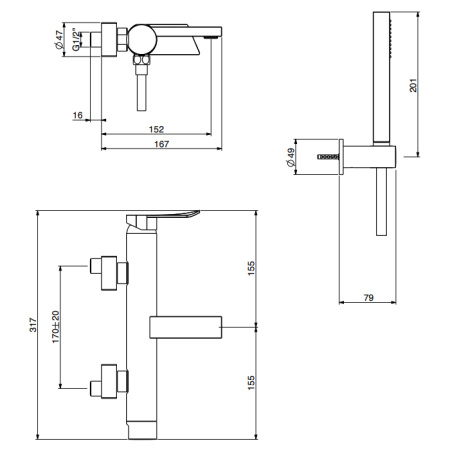 Gattoni Soffio Смеситель для ванны, с носиком, однорычажный. с ручной лейкой. цвет хром 