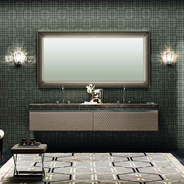 VITAGE milldue edition Four seasons Столешница 216х56хh9.5см c 2-мя интегрированными раковинами PLANS c3отв., мрамор, цвет: bronzo amani-B58 