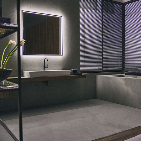 Ideal Standard Conca Квадратное зеркало в черной раме 100х100 см, диаметральная светодиодная подсветка neutral 