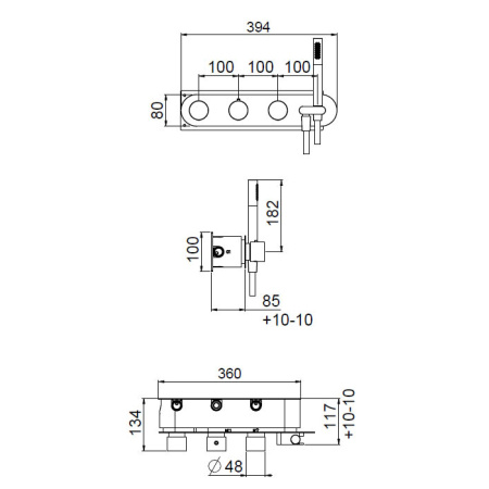 CARIMALI Встраиваемая часть для термостатического смесителя на 6 положений 