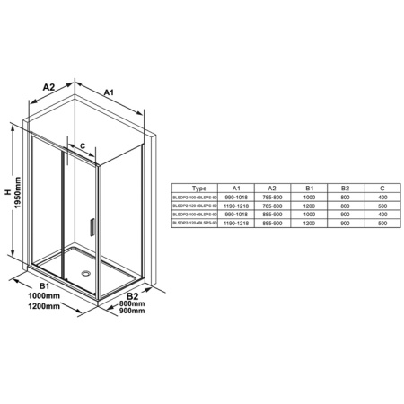 RAVAK BLIX SLIM Душевая стенка BLSPS-80, блестящий + транспарент 