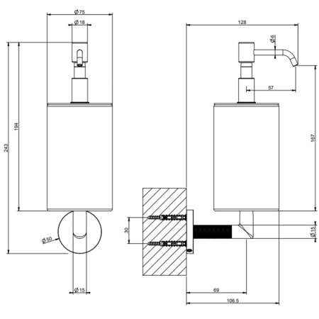 Gessi Anello Дозатор для жидкого мыла настенный белый, цвет Finox Brushed Nickel 