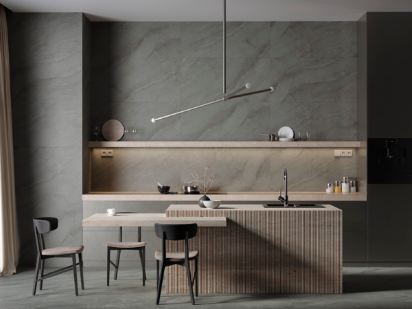 Гранит керамический K-2405/MR БЕРЕГ Темно-серый 60x120х1 см 