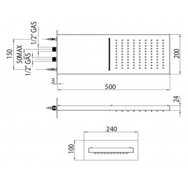 BOSSINI Душевая панель MANHATTAN 2 режима, цвет: хром 