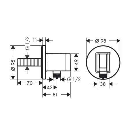 HANSGROHE FIXFIT S Шланговое подсоединение с держателем ручного душа, цвет  черный хром 
