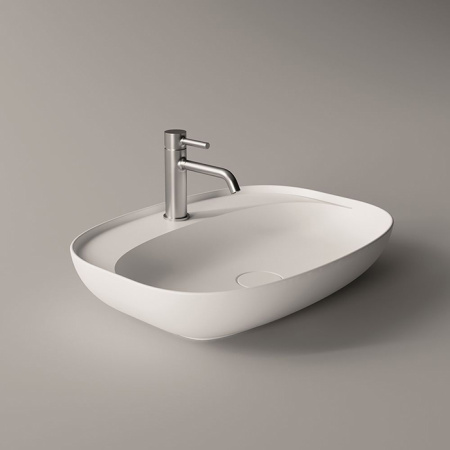 Alice Form Раковина Oval 60x45хВ12 Plan, накладная, с отверстием под смеситель, белый матовый 