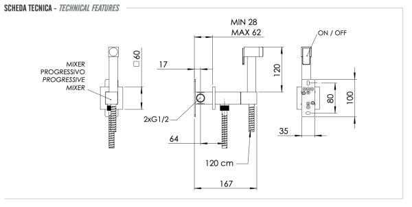 Гигиенический душ со смесителем Remer Absolute Q64 
