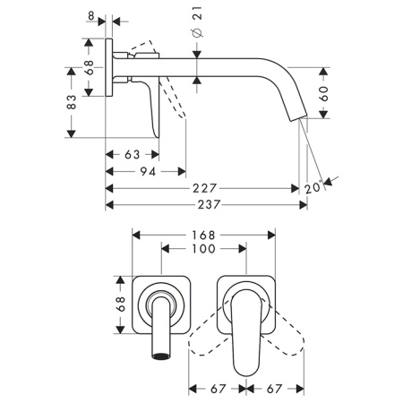 AX Citterio M Смеситель для раковины , цвет шлифованная медь 