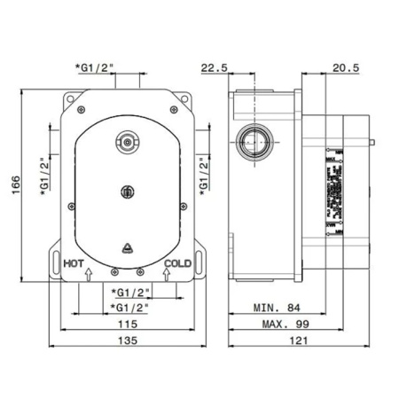 Kerama Marazzi Универсальная внутренняя часть для термостатического смесителя на 3 потока для душа 