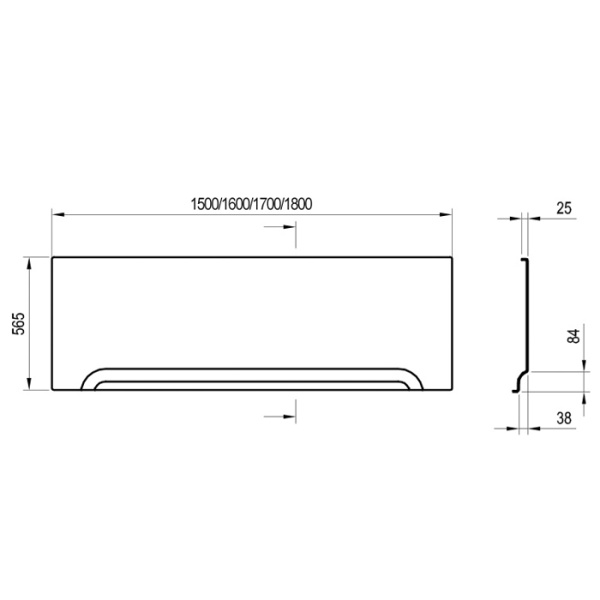 RAVAK Передняя панель A U 180 см белая, универсальная 
