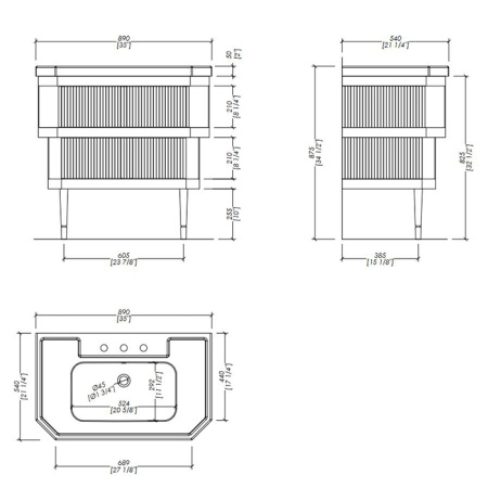 Devon&Devon Metropolitan ceramic Тумба из лакир дерева DEEP BLACK  89х87.5 с раковиной из белой керамики на 3 отв, планки крашенное дерево DEEP BLACK 