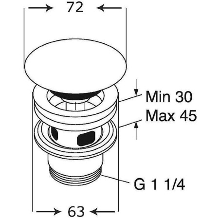 Villeroy&Boch Донный клапан для раковин с переливом, с керамической крышкой, нажимной, цвет: альпийский белый 