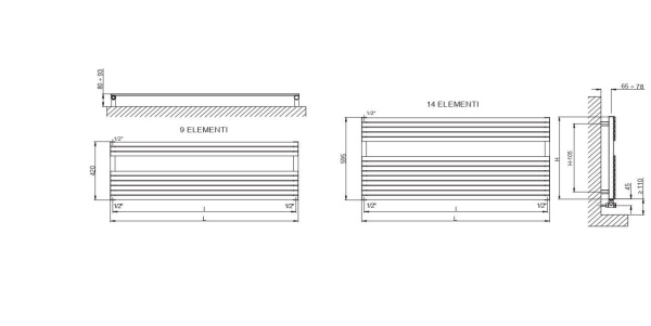 Cordivari Fujiko, полотенцесушитель водяной 420/1200, цвет хром 
