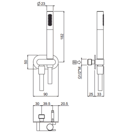 Carimali SELECT Душевой комплект, состоящий из ручного душа, держателя и шланга, цвет хром 