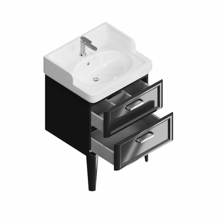 Kerama Marazzi Тумба POMPEI напольная с 2 ящиками 60, черная глянцевая (замена PO.N.60.2\BLK) 