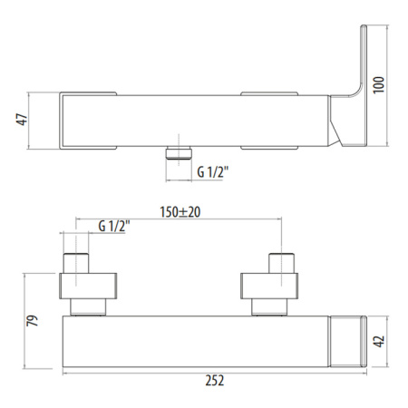 GATTONI Kubik Смеситель для душа, однорычажный, вывод снизу цвет NERO OPACO 