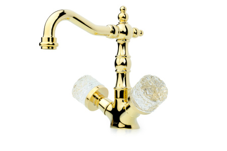 Смеситель для умывальника, высокий CRYSTAL, золото_Комплект 