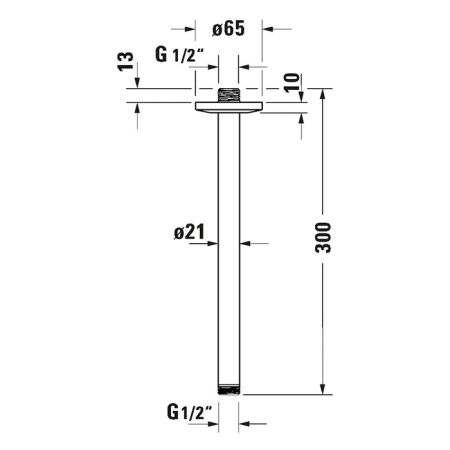 Duravit Душевой кронштейн потолочный круглая накладка, 300 мм, хром (Спец.цена из наличия) 
