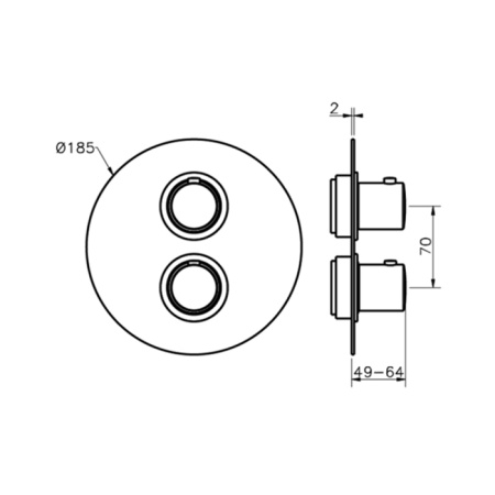 CISAL Slim Внешняя часть встраиваемого термостатического смесителя с переключателем на 2 положения, цвет хром 