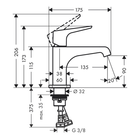 AX Citterio E Смеситель для раковины 90, цвет шлифованная медь 